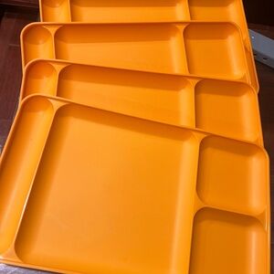 Vintage Tupperware Divided Food Lunch Trays Set of 4 trays  Harvest Yellow